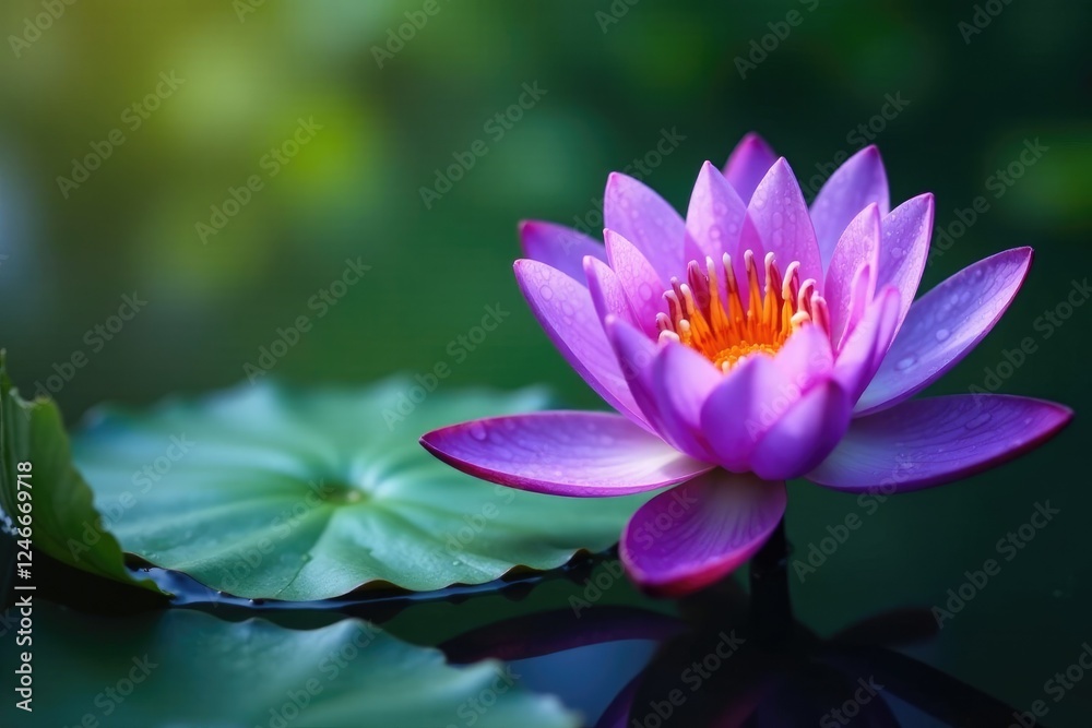 Water droplets cling to a purple lotus water lily, flowers, nature Water droplets cling to a purple lotus water lily, flowers, nature