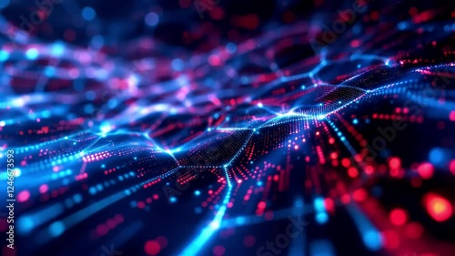 Abstract Red and Blue Particle Wave Animation - Background Loop