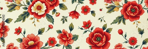 Heritage Woven: Antique Fabric Adorned with Intricate Floral Motifs