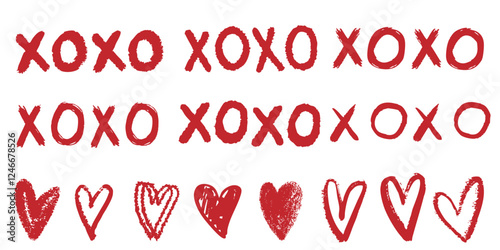Greeting lettering xo hugs and kisses letter hand drawn grunge graffiti phrase. Ink pastel charcoal collection. 