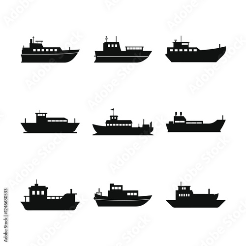 Barge silhouette vector illustration