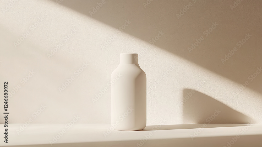 Minimalist baby lotion bottle on neutral background for skincare and product design concepts