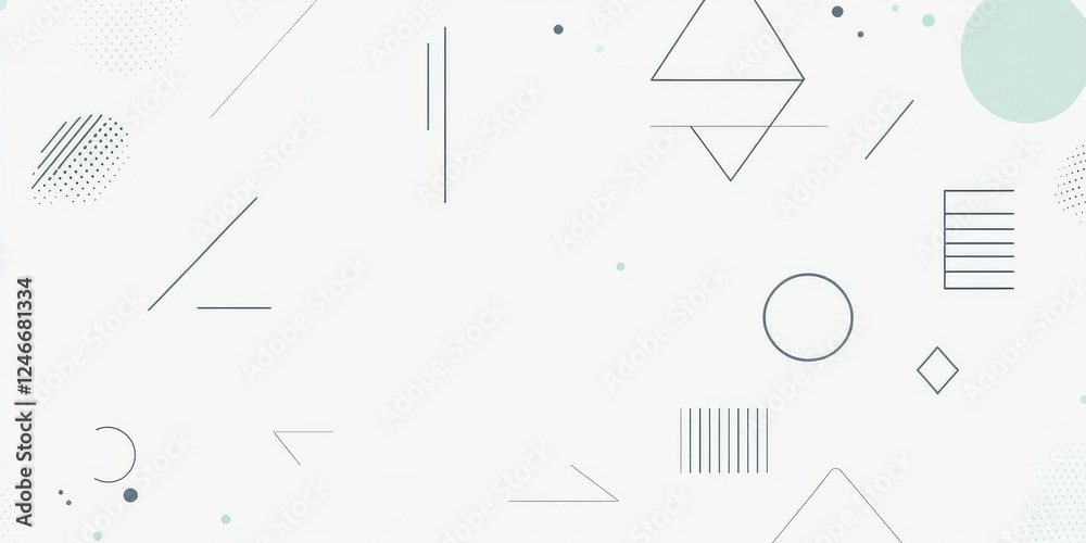 A crisp, clean white background with subtle, abstract geometric shapes scattered across the design. The sharp lines and smooth curves create a modern, stylish effect, ideal for high-end branding,