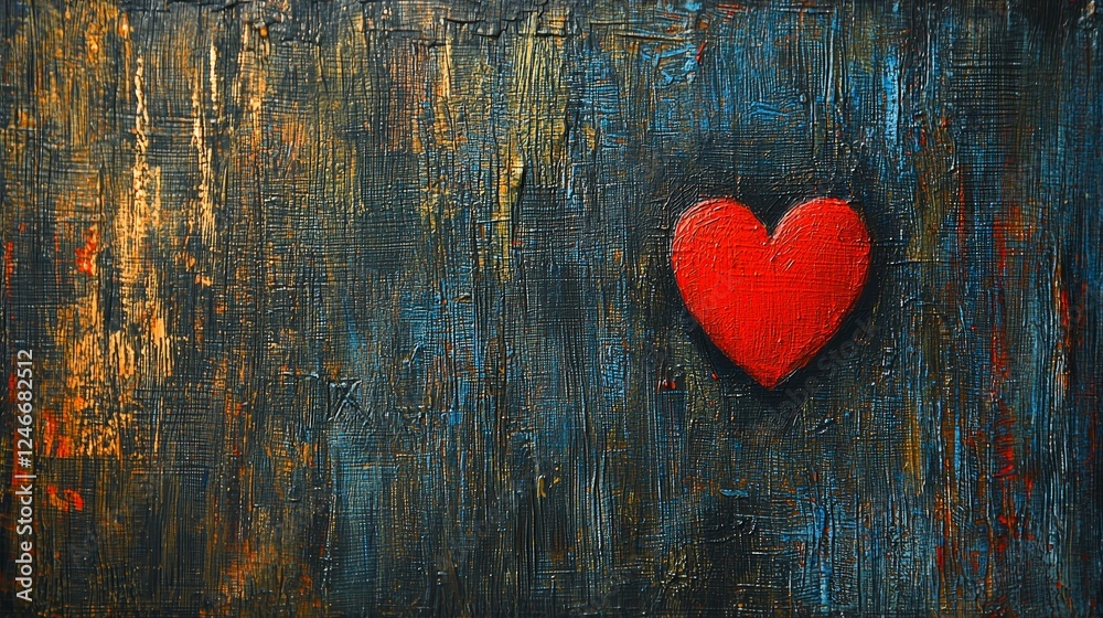 Heart Symbol on Dark Textured Background with Colorful Patterns Heart Symbol on Dark Textured Background with Colorful Patterns
