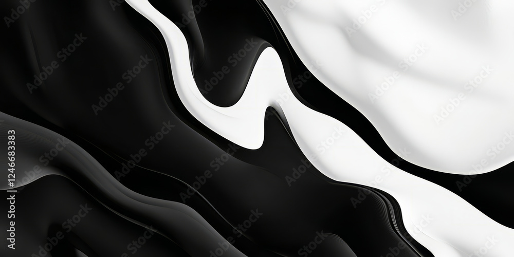 A high-contrast black and white abstract background with bold brushstrokes and soft gradients. The rough texture paired with smooth transitions creates an intense yet harmonious vibe, ideal for edgy