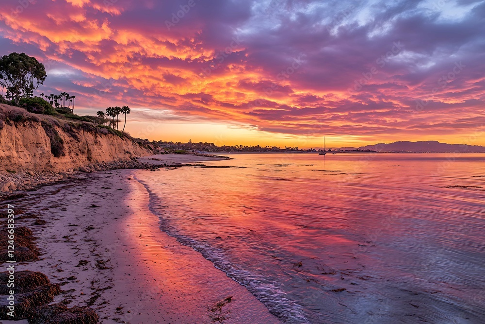 Stunning Colorful Sunset Over the Ocean Beachfront View Coastal Landscape Photography Stunning Colorful Sunset Over the Ocean Beachfront View Coastal Landscape Photography