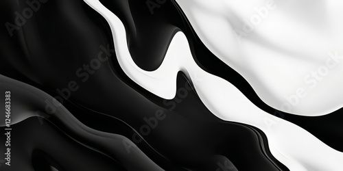 Obraz na płótnie A high-contrast black and white abstract background with bold brushstrokes and soft gradients. The rough texture paired with smooth transitions creates an intense yet harmonious vibe, ideal for edgy w salonie