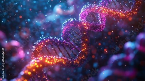 Interaction of transcription factors with enhancer sequences showing the looping of DNA to facilitate transcription activation photo