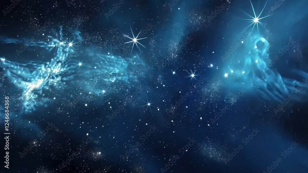 Abstract blue space background with stars