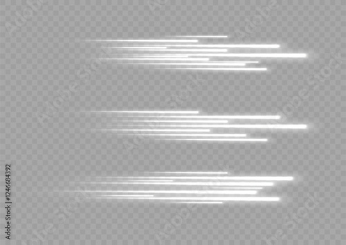Glowing white speed lines. High speed. White motion speed and movement. Dynamic lines or rays. Light trail wave, fire path trace line. swirling filament curve. Road