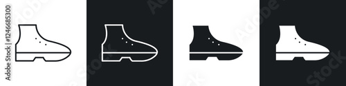 Brisk boots icons in solid and stroke graphics