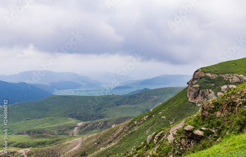 The scenery of high mountain grassland in Yu County, Hebei province photo