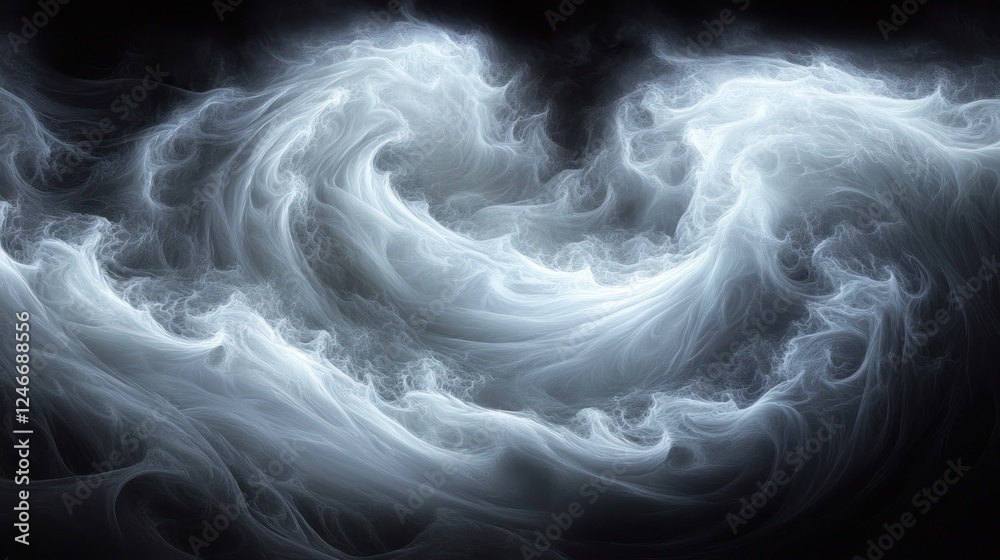 Fototapeta premium Severe Winter Storm with Blowing Snow Low Visibility Dark Background