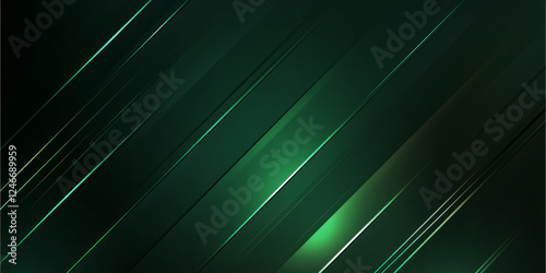 A dark emerald green background with radiant, glowing streaks of light cutting through the design in an abstract pattern. The sleek and luminous effect works well for high-tech branding, digital