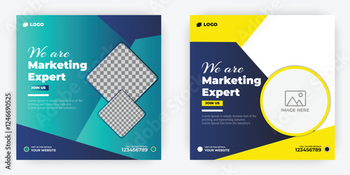 Banner template design with marketing expert