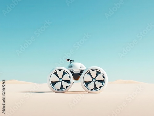 Engineers testing a hightech vehicle with clovershaped wheels, innovative and festive photo