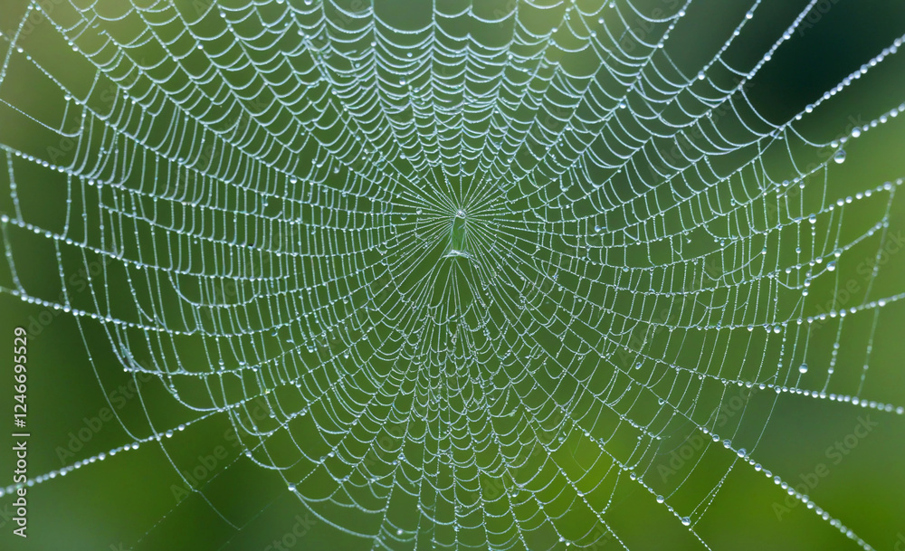 Naklejka premium spider web with dew drops