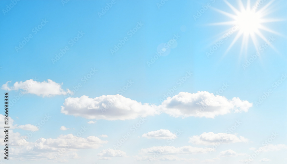 Bright sunny sky with soft clouds, tranquility and serenity Bright sunny sky with soft clouds, tranquility and serenity