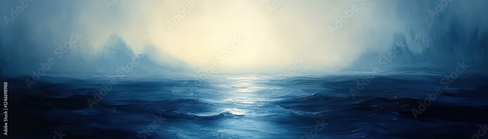 Fototapeta premium Soft Blue and White Abstract Background with Textured Borders and Dreamy Light Atmosphere