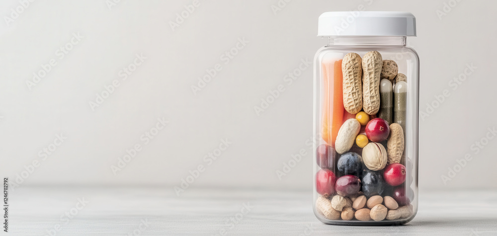 A clear jar filled with healthy snacks, including nuts, seeds, and dried fruits, packed with protein, fiber, and essential vitamins for energy. and vitamins for a healthy lifestyle. A clear jar filled with healthy snacks, including nuts, seeds, and dried fruits, packed with protein, fiber, and essential vitamins for energy. and vitamins for a healthy lifestyle.