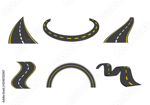 Set of roads and road bends. Vector illustrations EPS10