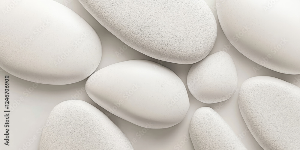 A textured white background with a series of smooth, rounded abstract shapes, almost like smooth stones or bubbles. The soothing, organic design is perfect for wellness websites, minimalist branding, A textured white background with a series of smooth, rounded abstract shapes, almost like smooth stones or bubbles. The soothing, organic design is perfect for wellness websites, minimalist branding,