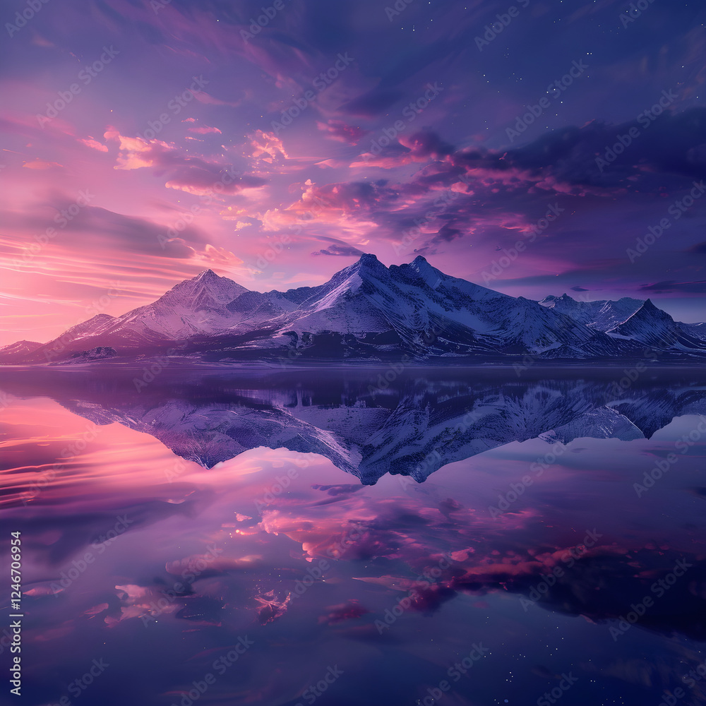 Obraz premium Surreal Twilight: A Majestic Collision of Nature's Elements in Perfect Harmony