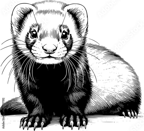 ferret lineart isolated on white