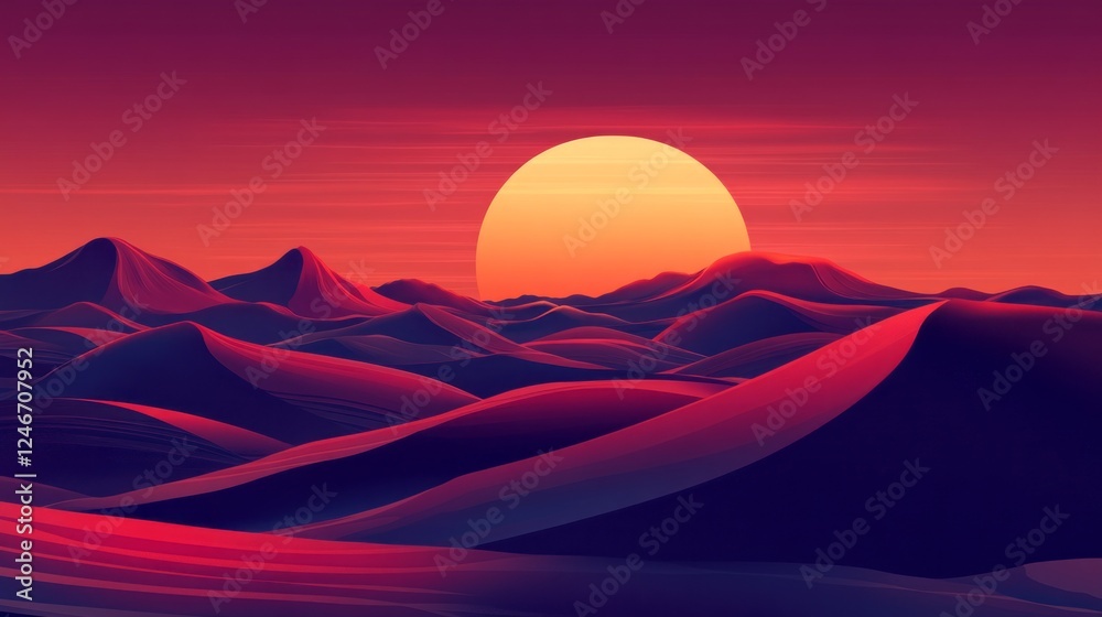 As the sun sets behind red sand hills, the sky transforms into a stunning canvas of purple and orange, casting a magical glow over the vast Arabian desert. Nature's artistry unfolds at dusk As the sun sets behind red sand hills, the sky transforms into a stunning canvas of purple and orange, casting a magical glow over the vast Arabian desert. Nature's artistry unfolds at dusk