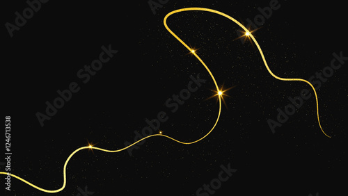 Gold glittering confetti wave and stardust