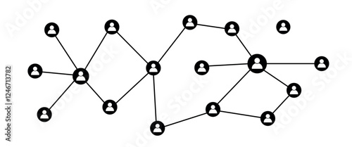 minimalist black and white network diagram illustrating complex interconnections between multiple nodes