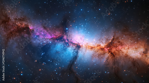 Celestial veil: expansive galactic region with vibrant cosmic cloud photo