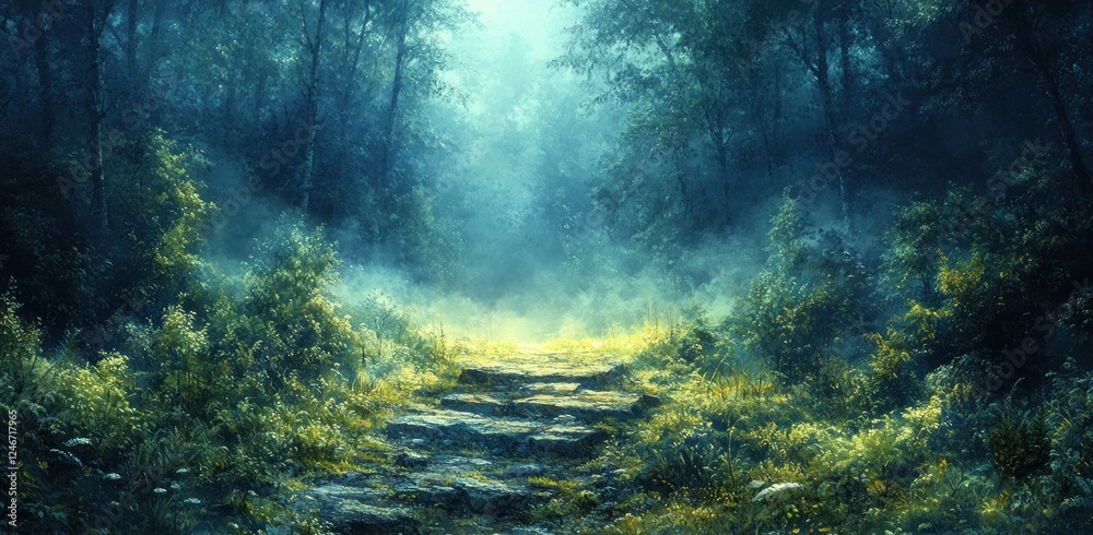 Obraz premium Eco-Friendly Battery Technology and Sustainable Energy Storage in a Rainforest Landscape