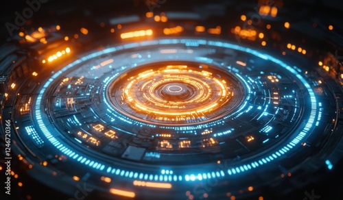 Wallpaper Mural Futuristic Digital Interface Technology Artificial Intelligence Hologram Cyberpunk Network Communication Concept Torontodigital.ca