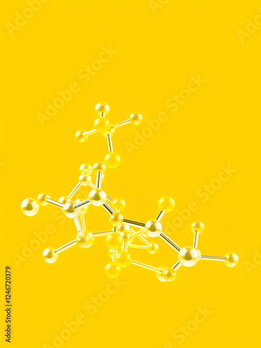 Quinoline Yellow of C18H11NO2 3D Conformer animated render. Food additive E104 photo