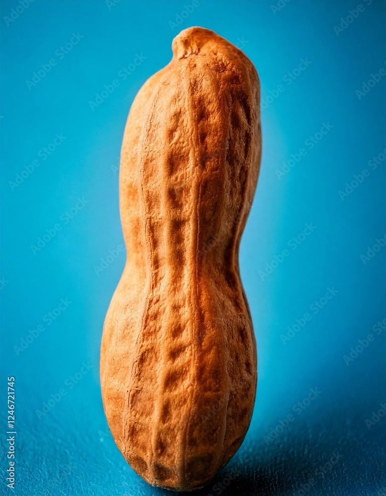 Close up image of an unopened peanut on a plain color background Close up image of an unopened peanut on a plain color background