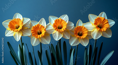 Four Daffodils in Balanced Spring Composition photo