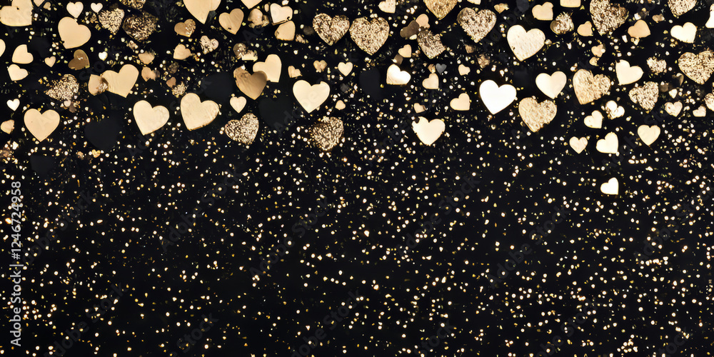 A striking black glitter background with deep, shimmering gold specks scattered throughout. The combination of dark and light creates a high-end, sophisticated vibe, perfect for glamorous event A striking black glitter background with deep, shimmering gold specks scattered throughout. The combination of dark and light creates a high-end, sophisticated vibe, perfect for glamorous event