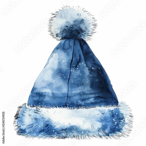 Cozy blue festive hat for winter celebrations. photo