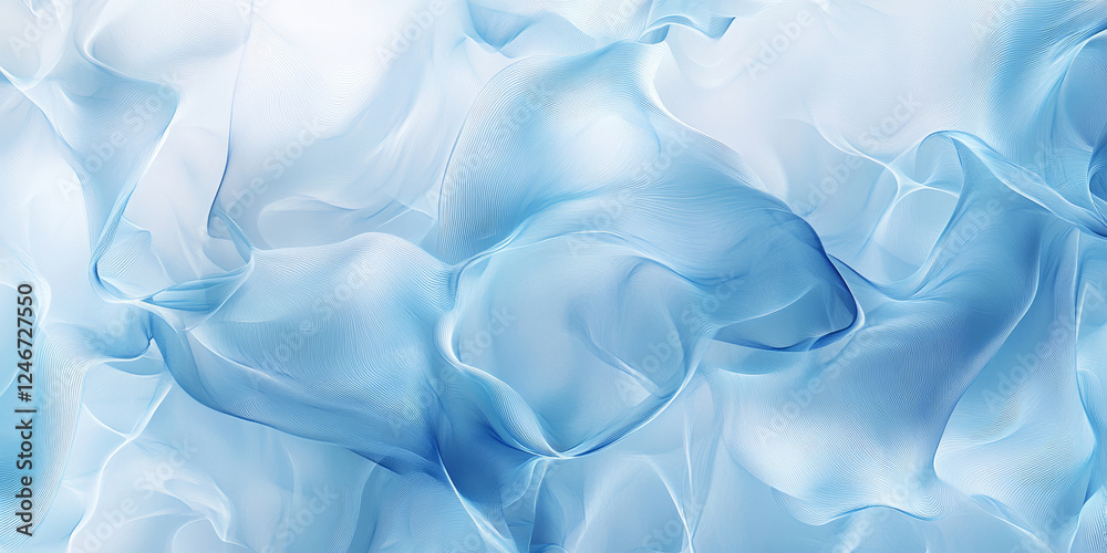 Obraz premium A soft blue background with overlapping transparent layers of abstract shapes, creating depth and movement. This design is perfect for modern website backgrounds, creative business branding, or