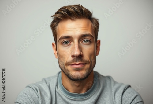 Photorealistic portrait of a male with a large nose photo