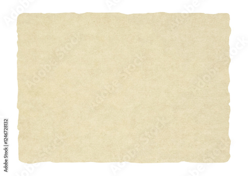 vintage ancient worn paper texture isolated on background with clipping path. old vintage piece of antique paper with torn ripped jagged edges. faded parchment with blank space for design.