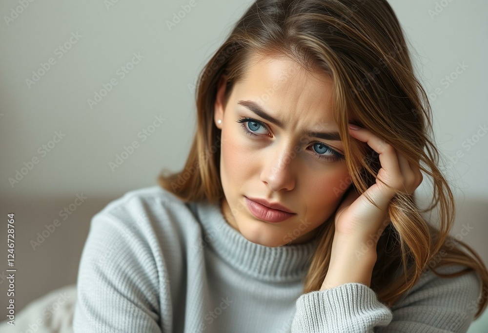 Tired female with dark circles around her eyes Tired female with dark circles around her eyes