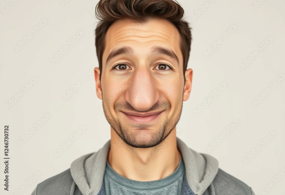 Obraz premium Photorealistic portrait of a male person with a big nose