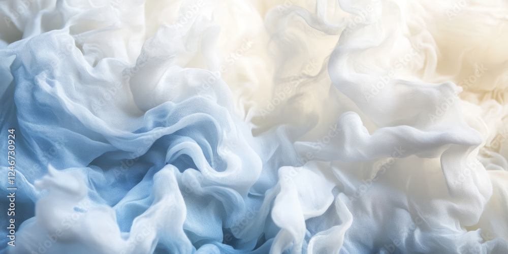 Obraz premium A cloudy chambray blue abstract background with soft, cotton-like formations, creating a peaceful and airy sky-inspired aesthetic.