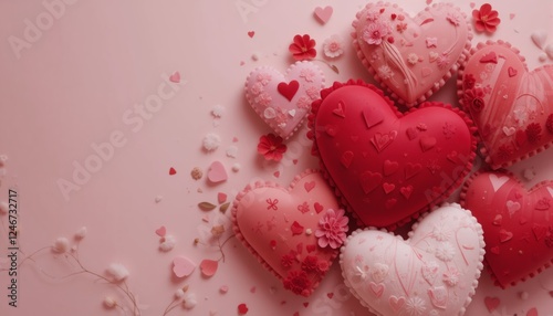 pink heart on a red background