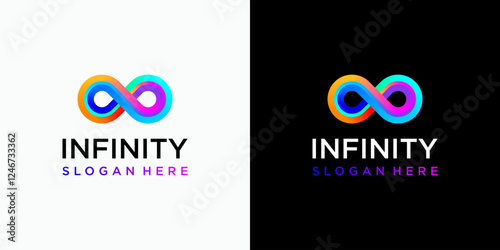 Colorful infinity vector logo design with modern, simple, clean and abstract style.