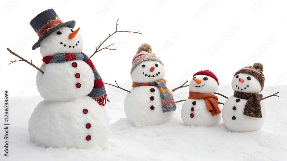 Set of Snowman on the snow Isolated on white background outline new multi colored line icon orthographic symbol party - social event watercolor celebration Set of Snowman on the snow Isolated on white background outline new multi colored line icon orthographic symbol party - social event watercolor celebration