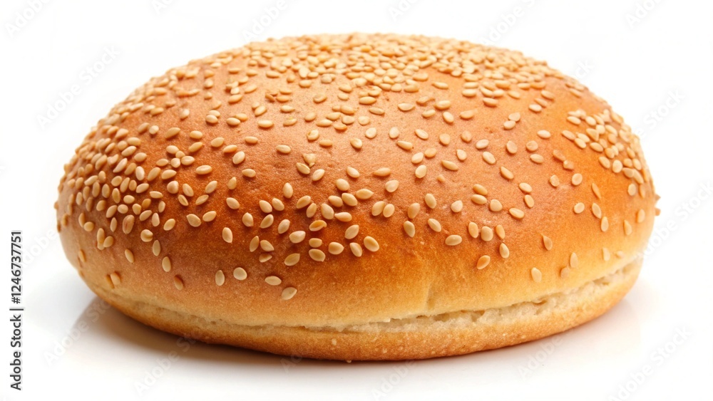 bun with sesame seeds on white background. bun with sesame seeds on white background.