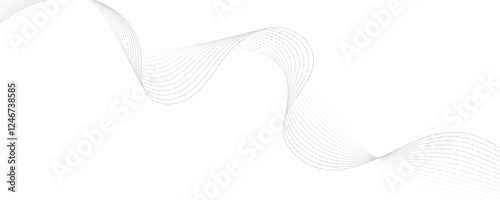 Gray wave curve lines abstract background with flowing particles. Digital energy waves technology concept. Modern backdrop design for business, presentation, banner.